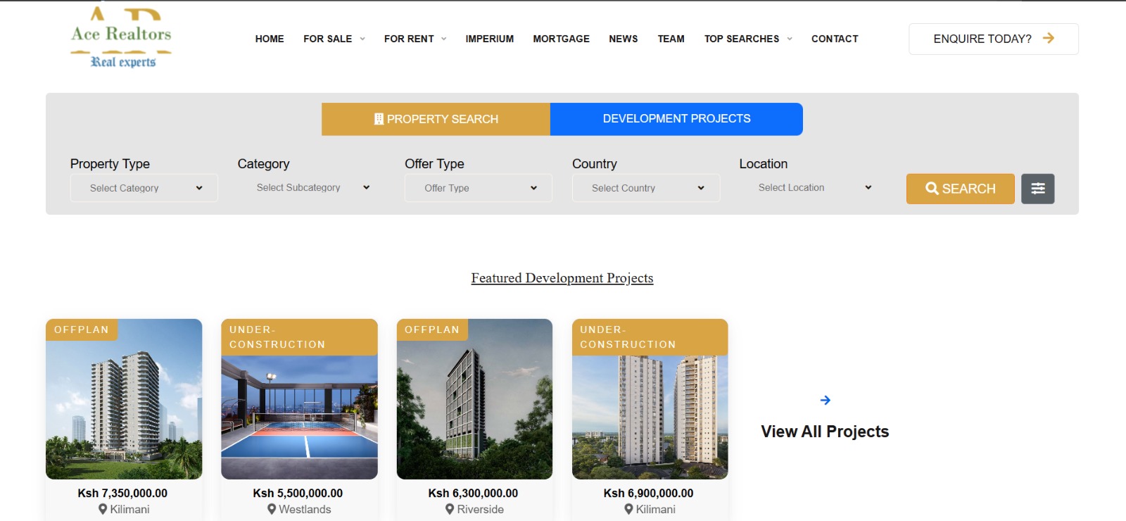 Ace Realtors Ltd Real Estate Website Design and Development
